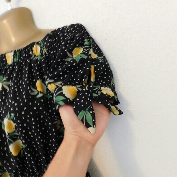 Mint of blush Summer black lemon tropical dress - Picture 3 of 4